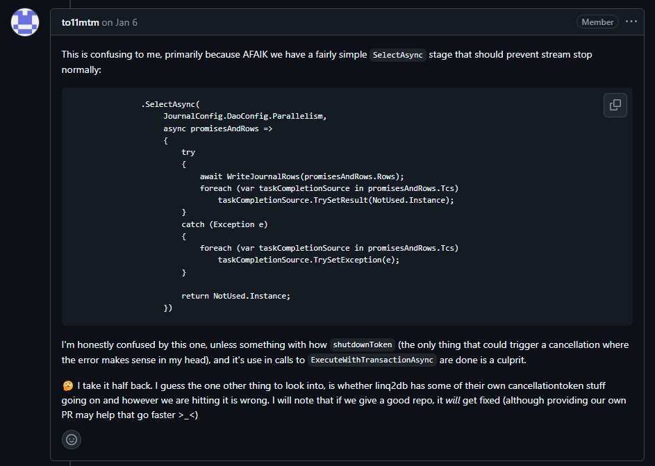 Over the past several months the Akka.NET team has had reports of the following Exception popping up unexpectedly throughout many of our plugins and e