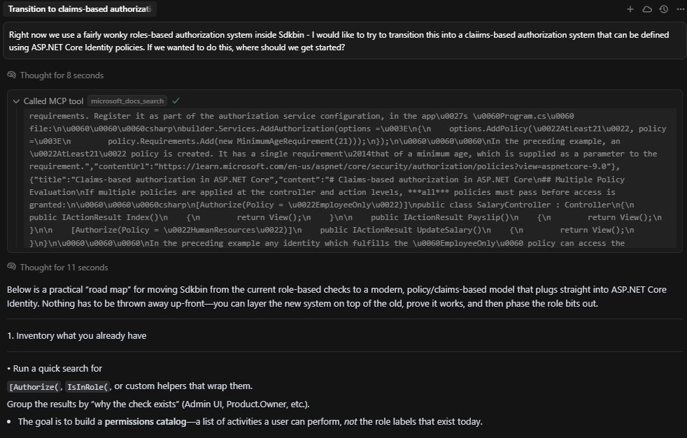 Claude automatically querying Microsoft Learn MCP server